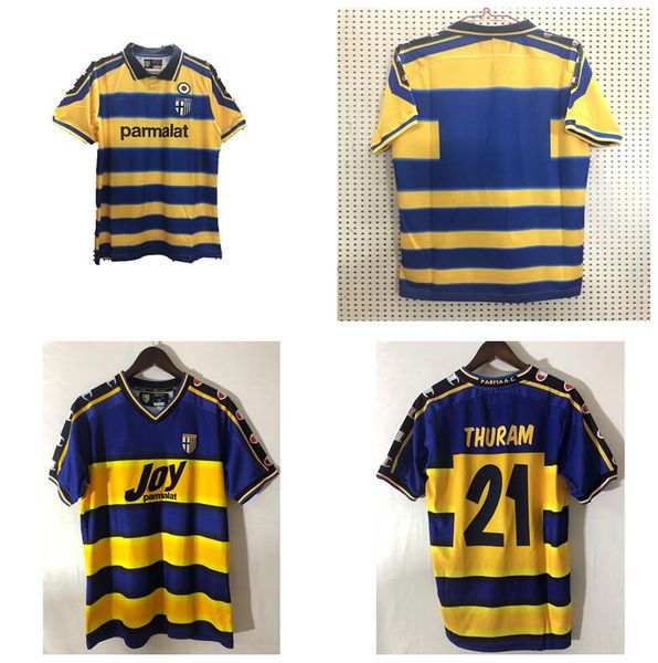 

parma retro soccer jersey home crespo 95 97 98 99 00 01 02 03 baggio crespo cannavaro football shirt stoichkov thuram futbol, Black;yellow