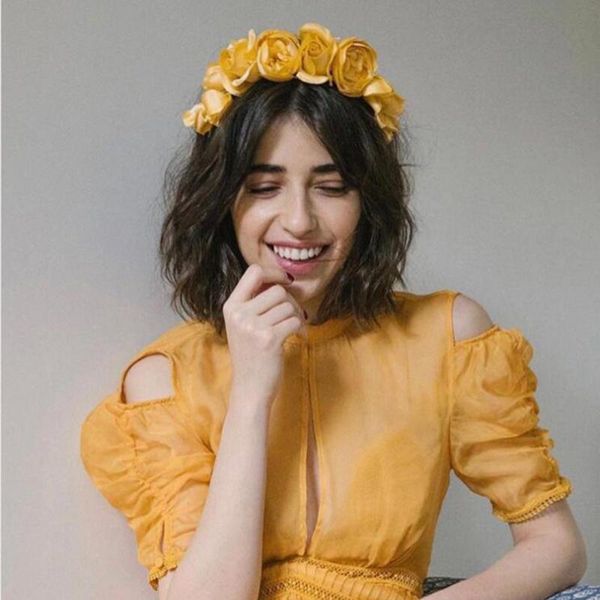 

hair clips & barrettes bohemian headband accessories yarn fabric beautiful yellow flowers fashion wild headdress, Golden;silver
