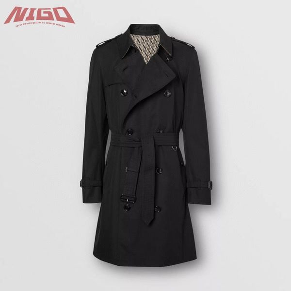 

men's wool & blends nigo bb 21ss long trench coat #nigo1515, Black