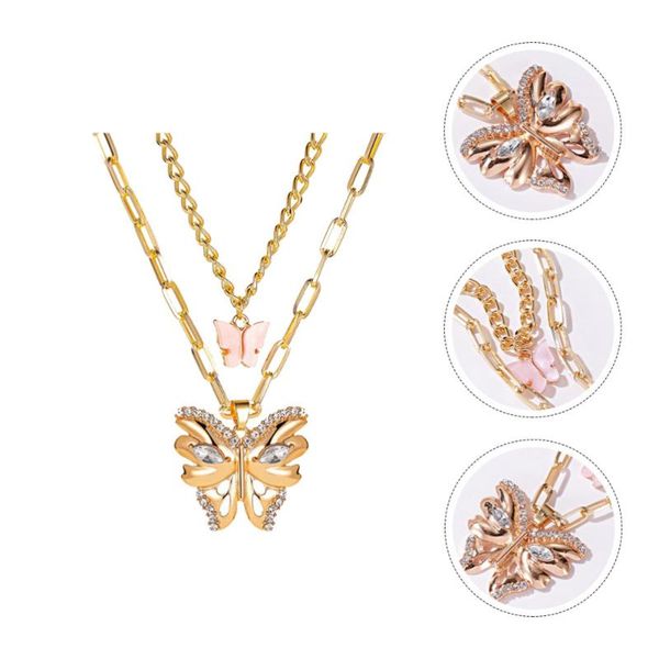 

1pc woman collarbone necklace pendant dual-layer necklaces, Silver