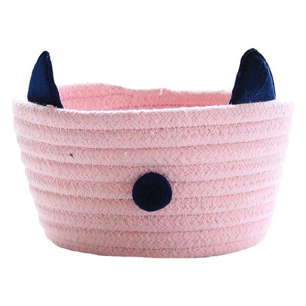 

storage baskets multifunction cotton rope knit hairball ear basket deskcosmetics sundries organizer hamper home decor