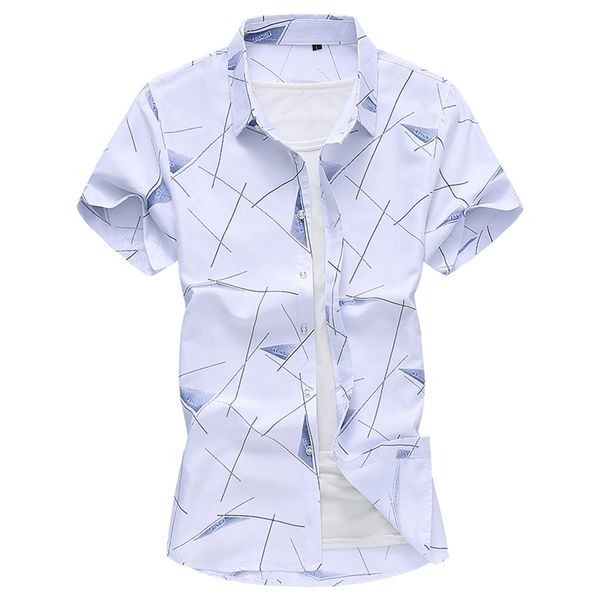 

summer geometric pattern short sleeve shirt men's print beach blouse clothing plus asian size 5xl 6xl 7xl 210809, White;black