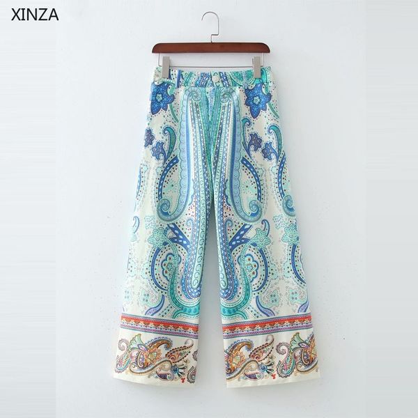 

women's pants & capris women print wide leg high waist vintage loose summer trousers feminine fashion front zip street elegant rc, Black;white