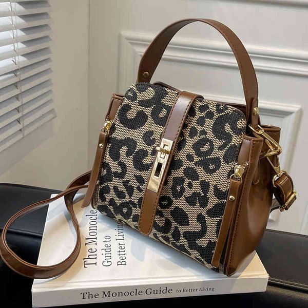 

handbags bags high capacity commuting to work thousand bird lattice fashion messenger bag for women 2021 winter one shoulder portable leopar, Black;red