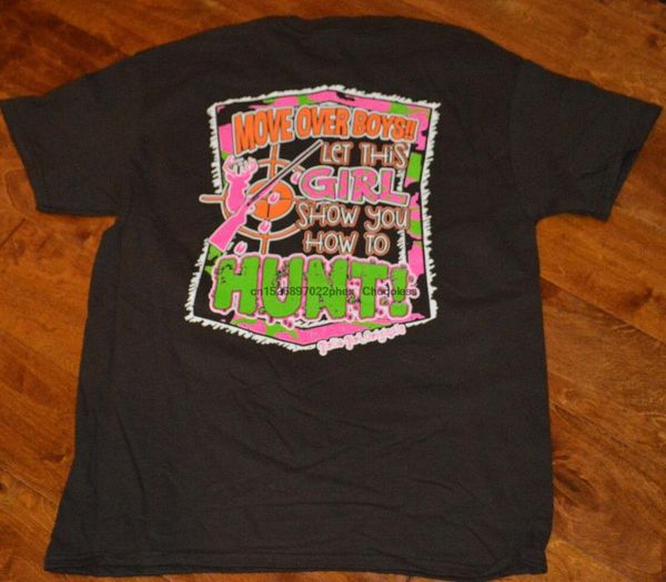 

men's t-shirts women's girlie girl show you how to hunt short sleeve brown t-shirt sm2xl3xl, White;black