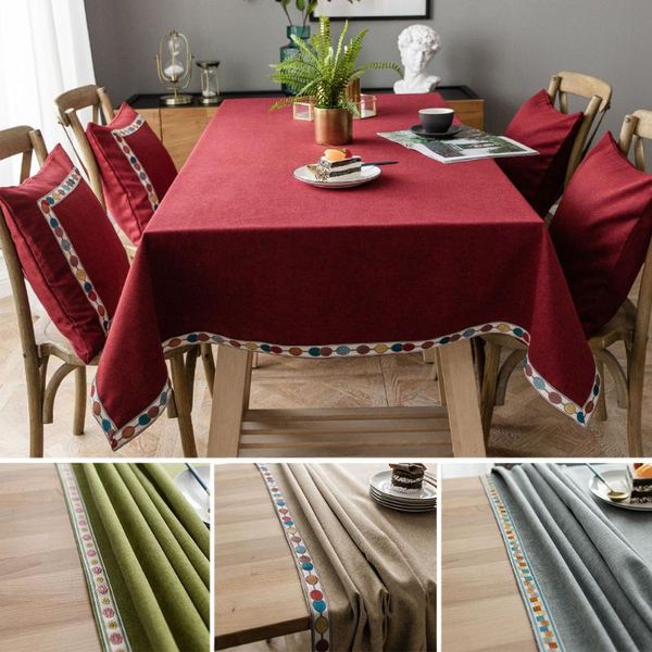 

waterproof imitation linen plain tablecloth japanese embroidered table cloth dinning coffee rectangular
