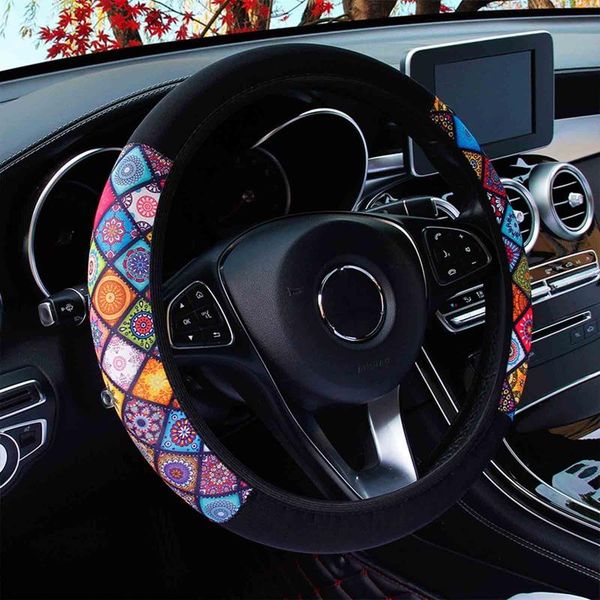 

steering wheel covers 38cm car cover ethnic style print anti-slip styling steering-wheel interior accessories