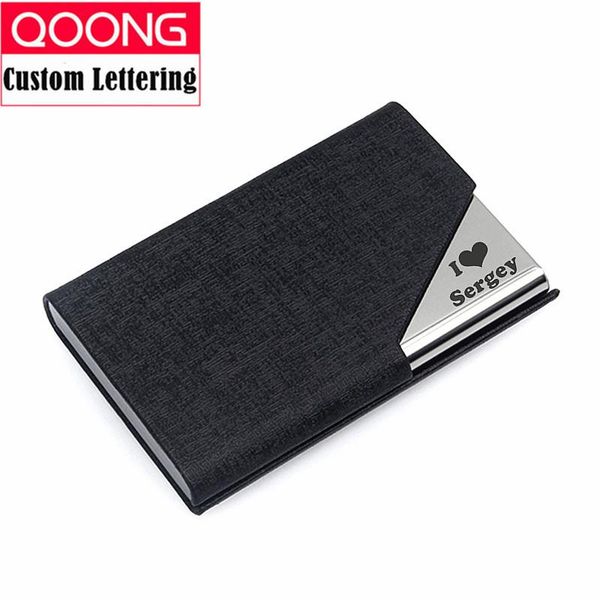 

card holders qoong 2021 rfid travel wallet leather men women waterproof credit id holder case metal cardholder carteira, Brown;gray