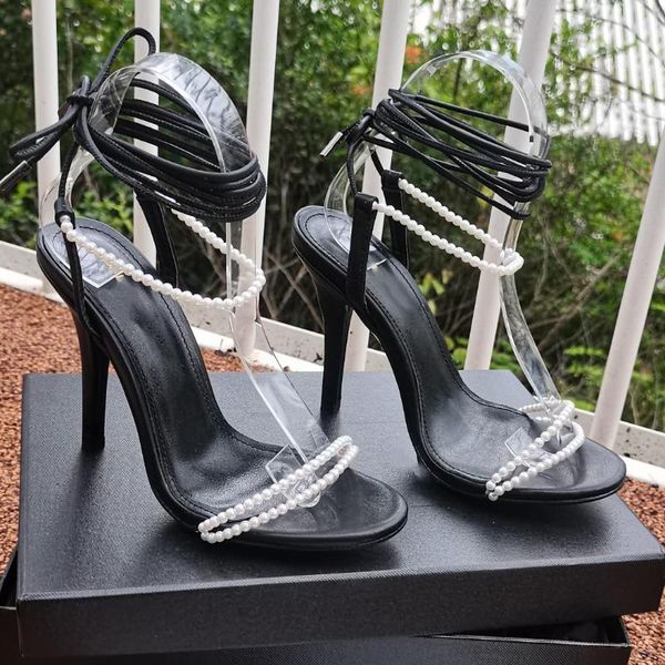 

dress shoes 2021 strappy bead high heel sandals, Black