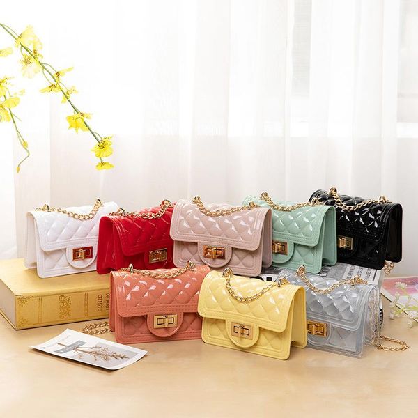 

girls purses and handbags for women pvc jelly clear coin pouch shoulder bag ladies pearl hand bags tote pures purse, White