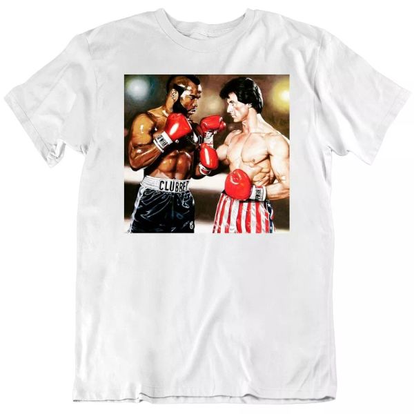 

rocky 3 mr t stallone boxing movie t shirt, White;black