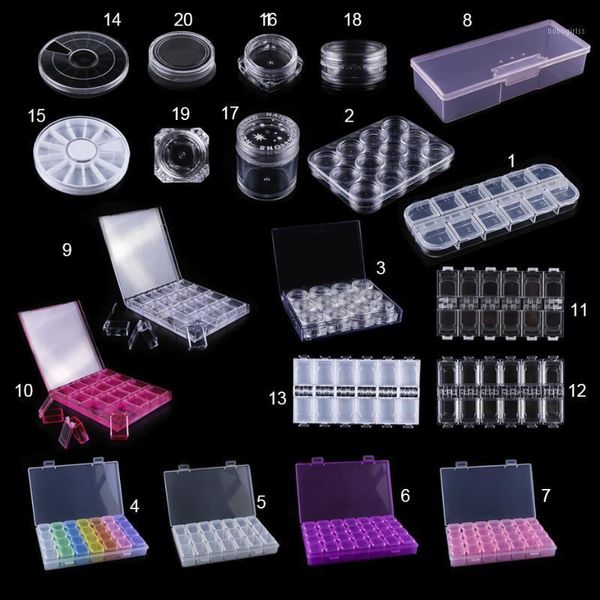 

professional empty storage box nail holder multifunction plastic glitter sticker container accessories le5381, Silver;gold