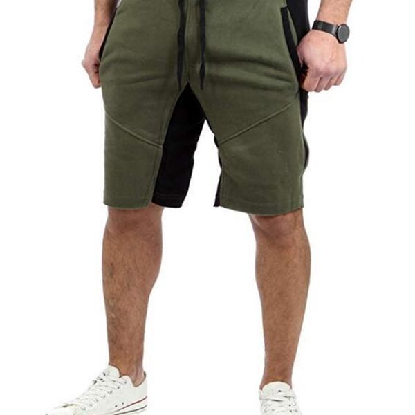 

men's shorts summer sports fitness casual capris color matching t341, White;black
