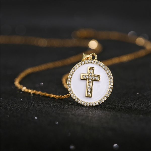 

selling cross necklace oil dripping design pendant religious jewelry, Silver