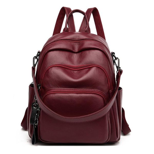 

outdoor bags 2021 spring women leather backpacks vintage female shoulder bag high capacity travel backpack mochilas school for girls