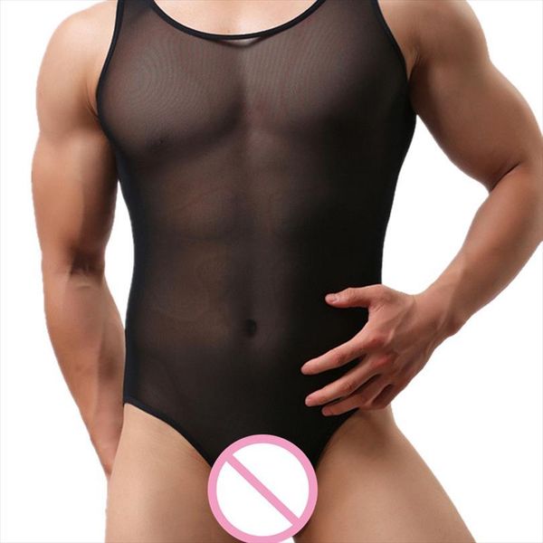 

mens tank mesh men transparent bodysuit fitness undershirts vest, White;black