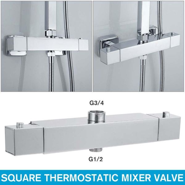 

bath shower faucet thermostatic faucets wall mounted mixer valve twin outlet tap temperature control rain for bathroom sets