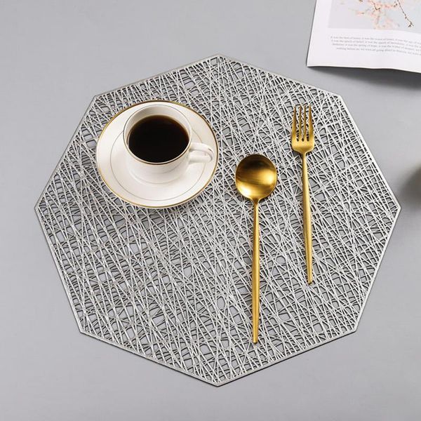 

mats & pads for pvc placemat 4pcs/lot creative dinner table mat plastic octagonal heat-insulated pad waterproof non slip home decoration