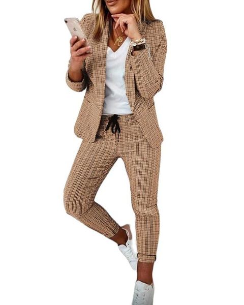 

women's two piece pants factory wholesale custom suit coat sets dress suits set woman 2 pieces trouser knitted warm female 2021 office, White