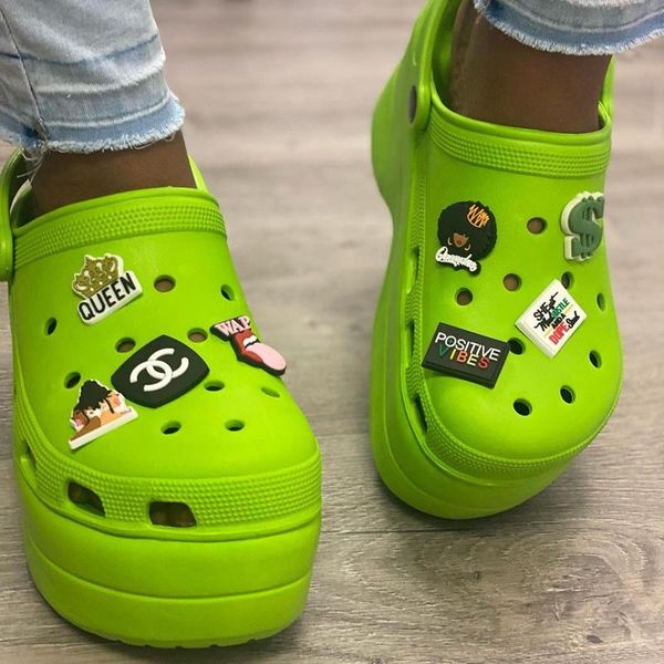 

slippers summer women's hole shoes fashion high heeled sandals solid color outdoor leisure plus size 43, Black