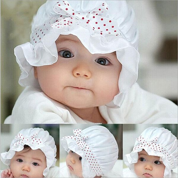 

caps & hats 2021 summer born baby girl boy sun polka dots beanie hat cap 2-12 months bowknot hooded children po props, Yellow