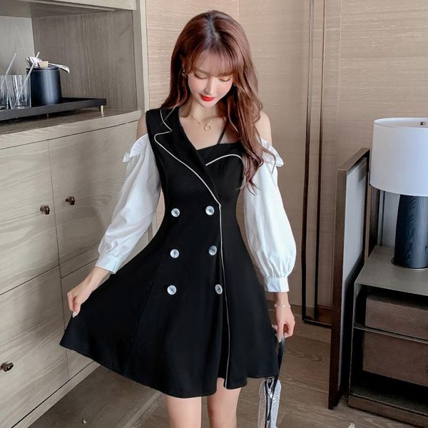 

casual dresses will fall on the dress irregular design feeling small suit, Black;gray