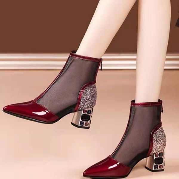 

boots women mesh sandals 2021 summer fashion woman ankle ladies shoes plus size cool boot female shoe botines mujer, Black