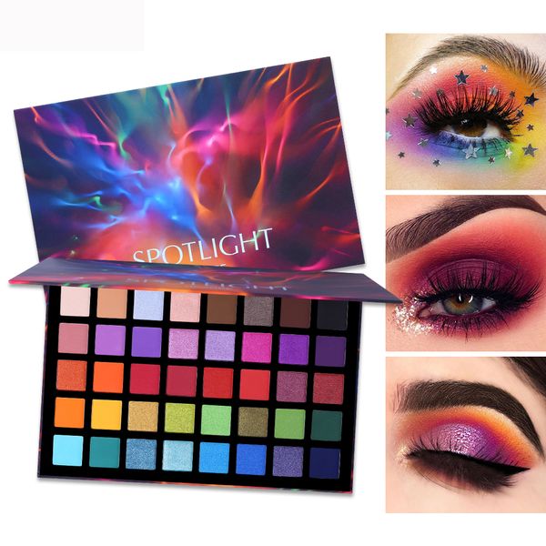 

spotlight 40 color eye shadow palette colorful artist shimmer glitter matte pigmented powder pressed eyeshadow makeup kit