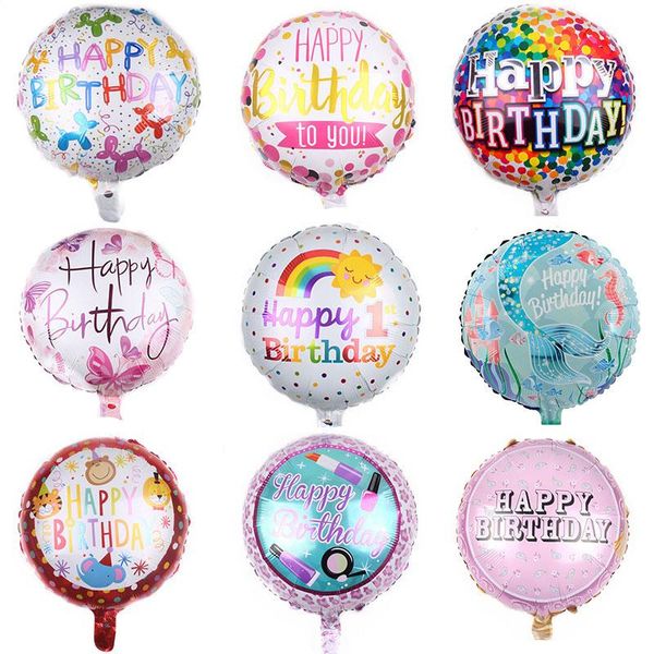 

party decoration 30 paterns 5pcs 18-inch round foil balloon happy birthday inflatable helium balloons toy