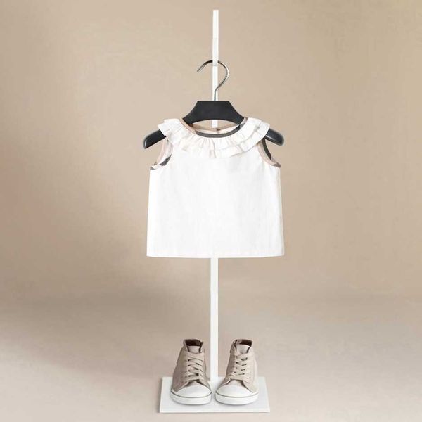 T-shirt per neonate estive Principessa Neonata Abbigliamento per bambini Camicetta senza maniche T-shirt in cotone scozzese per bambini Abbigliamento casual Q0716