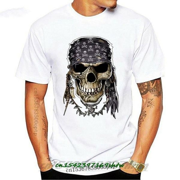 

men's t-shirts 2021 fashion tee shirt casual pirate skull face t-shirt, White;black