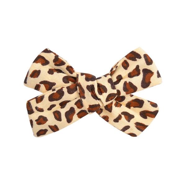 

handmade linen cotton leopard print hairpin baby girl clip lattice headdress hair accessories fashion bow, Slivery;white