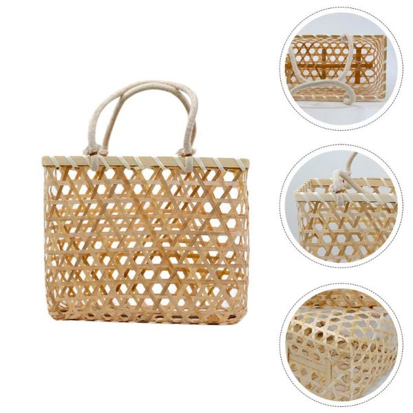 

storage baskets 1pc hand-woven flower basket handheld chic (wood color)