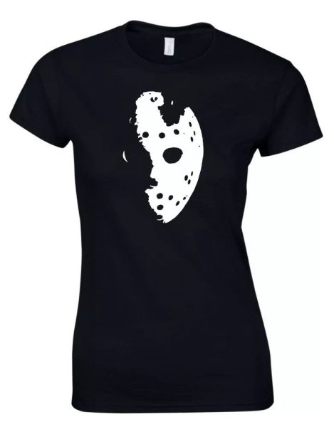 

friday 13th jason voorhees inspired cult 70s movie film womens t shirt, White;black