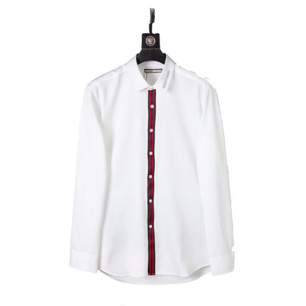 

2021 luxurys designers dress shirt menswear fashion society black men solid color business casual mens long sleeve -3xl#07, White;black