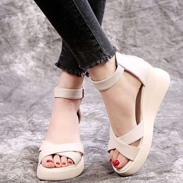 

sandals 2021 fashion crystal wedge summer women dresses heeled platform shoes female ladies, Black