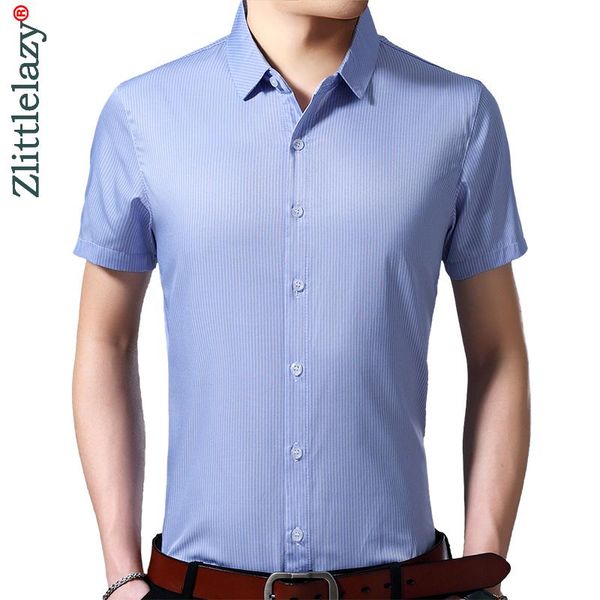 

short sleeve men social shirt summer streetwear casual striped shirts dress mens slim regular fit clothes fashions 4146 men's, White;black