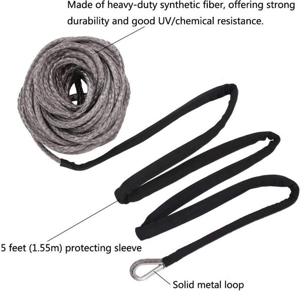 

outdoor gadgets winch rope string line cable with sheath synthetic towing 15m car wash maintenance for atv utv kfi off-road