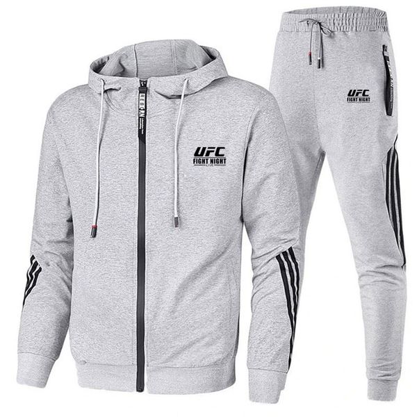 

2021 new brand print tracksuit men 2 piece set hoodie and pants casual sportswear gym clothing jogging men's suits black red, Gray