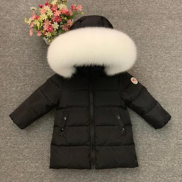 

boy down jacket thick winter coat natural large fur collar, Blue;gray