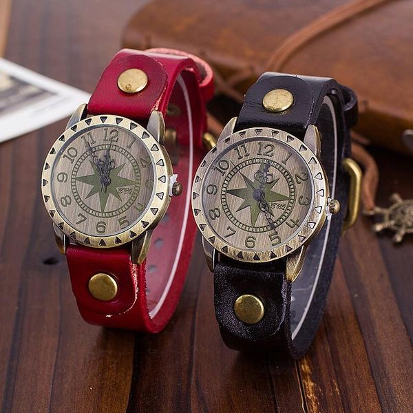 

wristwatches ccq brand vintage genuine leather star watch casual luxury women antique wrist quartz relogio feminino, Slivery;brown