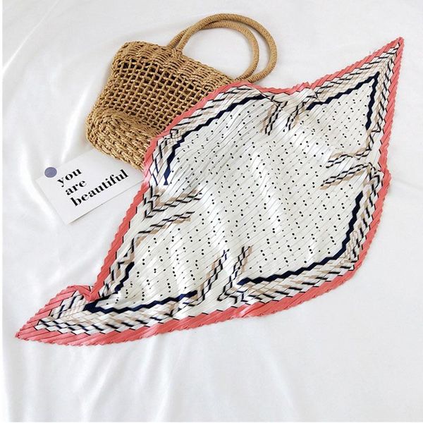 

scarves women small satin silk scarf square print wrap foulard girls handkerchief bandana fold headband accessories, Blue;gray