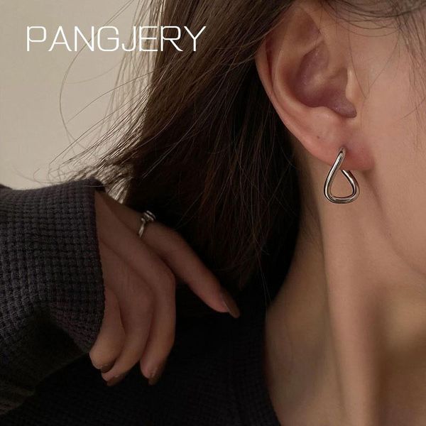 

hoop & huggie pangjery 925 sterling silver mobius earrings for women charming vintage personality irregular party prevent allergy jewelry gi, Golden;silver