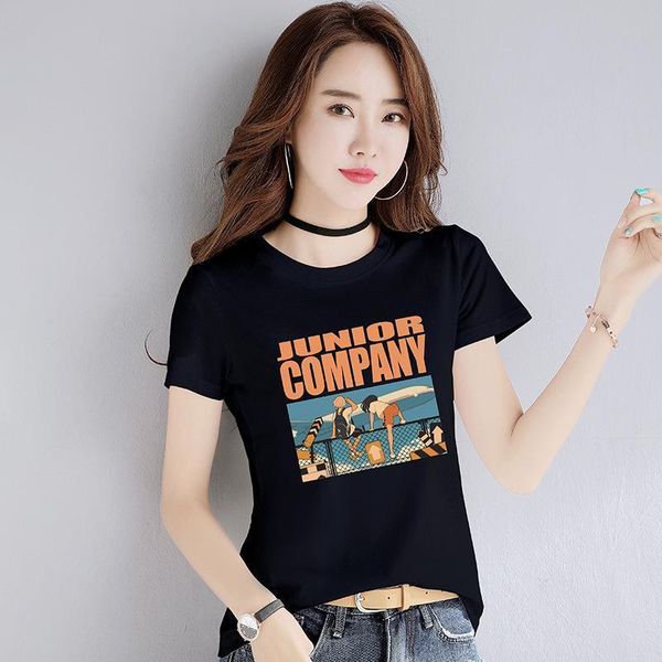 

summer cotton women t shirt elastic basic casual short sleeve, White