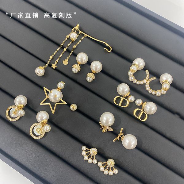 

design jewelry silver needle pearl earrings letter earrings feminine level