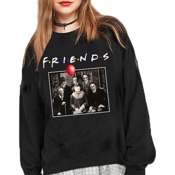 

men's hoodies & sweatshirts horror friends pennywise michael myers jason voorhees halloween hoodie jacket for women mens cotton hip hop, Black
