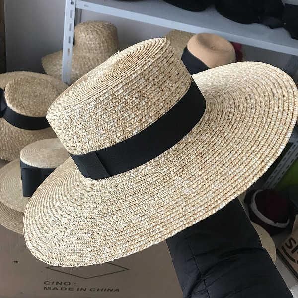 

wide brim hats 01904-axi classic pure color handmade straw lady beach fedoras cap men women outdoor jazz hat, Blue;gray