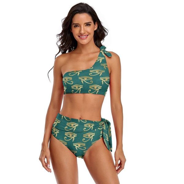 

one-piece suits hieroglyphics bikini swimsuit tie side elegant swimwear festival 2 piece teenage bathing suit