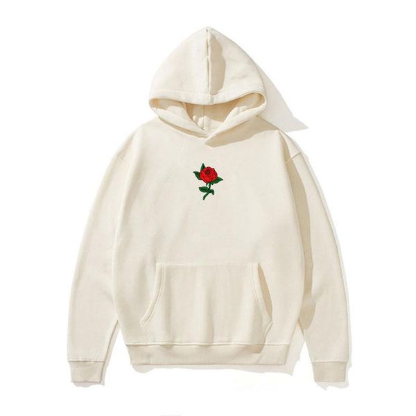 

men's hoodies & sweatshirts harajuku hooded sweatshirt fashion street clothing rose flower print hoodie pullover clothes, Black