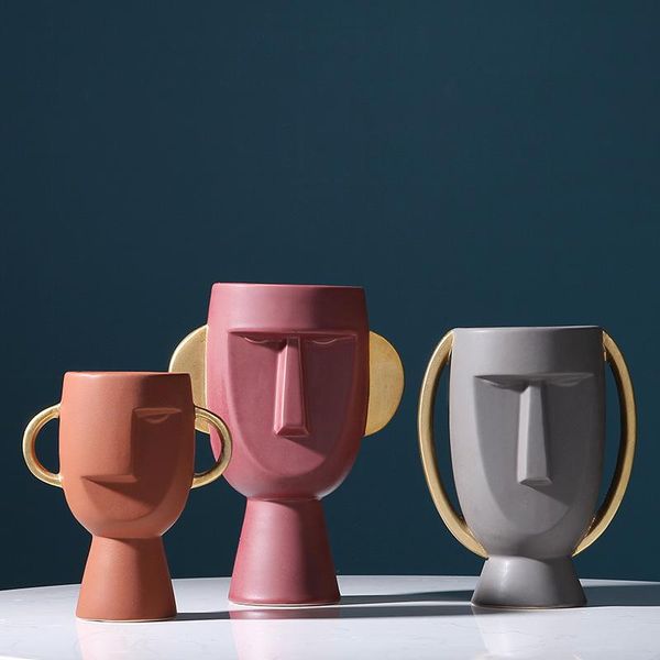 

nordic face body ceramic vase human head flower pot modern home decoration vases